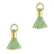 Ibiza style mini Tassel 0.7cm Gold-forest green